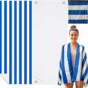 Blue Stripes Magnetic Beach Towel - 75"x30" Sand Free Quick Dry Microfiber Towel with Built-in Magnets Lightweight for Beach Chair Car Door Pool Travel Camping Yoga with Storage Bag