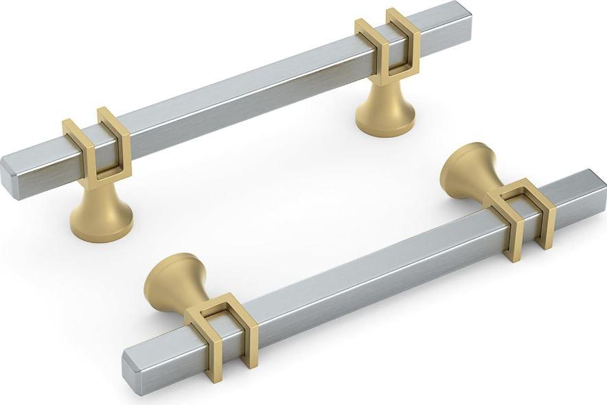 Cabinet Knobs Goldenwarm 10-Pack 3" Brushed Gold Cup Pulls Cabinet Handles