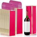 Mimorou 50 Pack Graduation Wine Bags Bulk Wine Bottles Gift Bags with Handles 13.8x3.8x3.8 Reusable Gold Foil Print Kraft Paper Liquor Bottle Gift for Wedding Bridal Shower Birthday supplies(Rose Red)