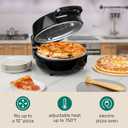 Homecraft Stone Baked Pizza Oven – 12in Woodfired Style Indoor Electric Countertop Pizza Maker – Ceramic Stone & Stainless Steel Peel – Variable Temp Control to 750°F – Homemade Pizza in Minutes-Black