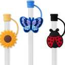 Swig Straw Toppers Set, 3 Reusable Straws with 3 Silicone Straw Covers, Cover Cap with Customizable Length, Compatible with 40oz Tumblers, Tumbler Accessories (Picnic)
