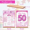 50th Birthday Party Decorations for Women, Sweet Pink Glitter in 1975 Birthday Decor Poster Acrylic Table Sign, 50th Birthday Party Supplies, Double-Sided