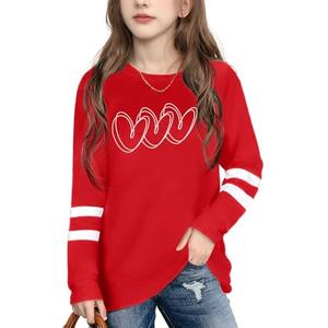 Ithalt Kids Valentine Shirt Girls Valentines Shirts Cute Heart Graphic Long Sleeve Tee Tops (ARed3,130)