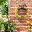 Fire Beauty Heavy-Duty Metal Hose Holder, Wall-Mounted Garden Hose Reel Organizer for Outdoor Yard, Solid Iron Decorative Hanger Storage