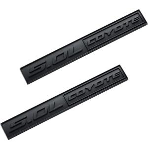 2X 5.0L Coyote Emblems, 3D Trim Fender Hook Trunk Badge Decals Stickers (Black)