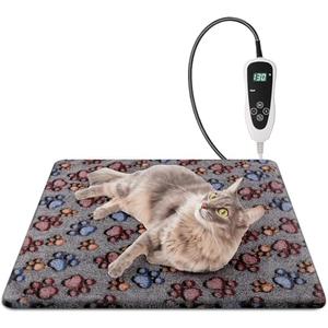 Newget Cat Heating Pad, Waterproof Pet Heating Pad for Cats Dog Indoor, 11 Adjustable Temperature Cat Warming Bed Mat with Timer, Indoor Heated Bed with Chew Resistant Cord (S: 18'' L X 18W '')