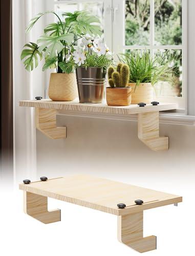 NiHome Wooden Window Sill Extender for Plants, No Drill Window Ledge Extender & Plant Shelf, Easy Installation Renter Friendly 21.2" x 11.8" Sill Extender