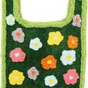 Cute Moss Flower Bathroom Toilet Rugs, Green Toilet Mat U Shape Washable Non-Slip Around The Toilet Rug Aesthetic Bath Mat for Family and Hotel Bathroom DecorationsGreen, 1.6ftx1.6ft