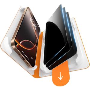 2 x GolbinBox 3-Pack Privacy Screen Protector for iPhone 15/16 6.1 Inch,Military-Grade Shatterproof Anti-Spy HD Tempered Glass with Installation Tray,Dust and Bubble Free,9H Hardness,Anti - Fingerprint