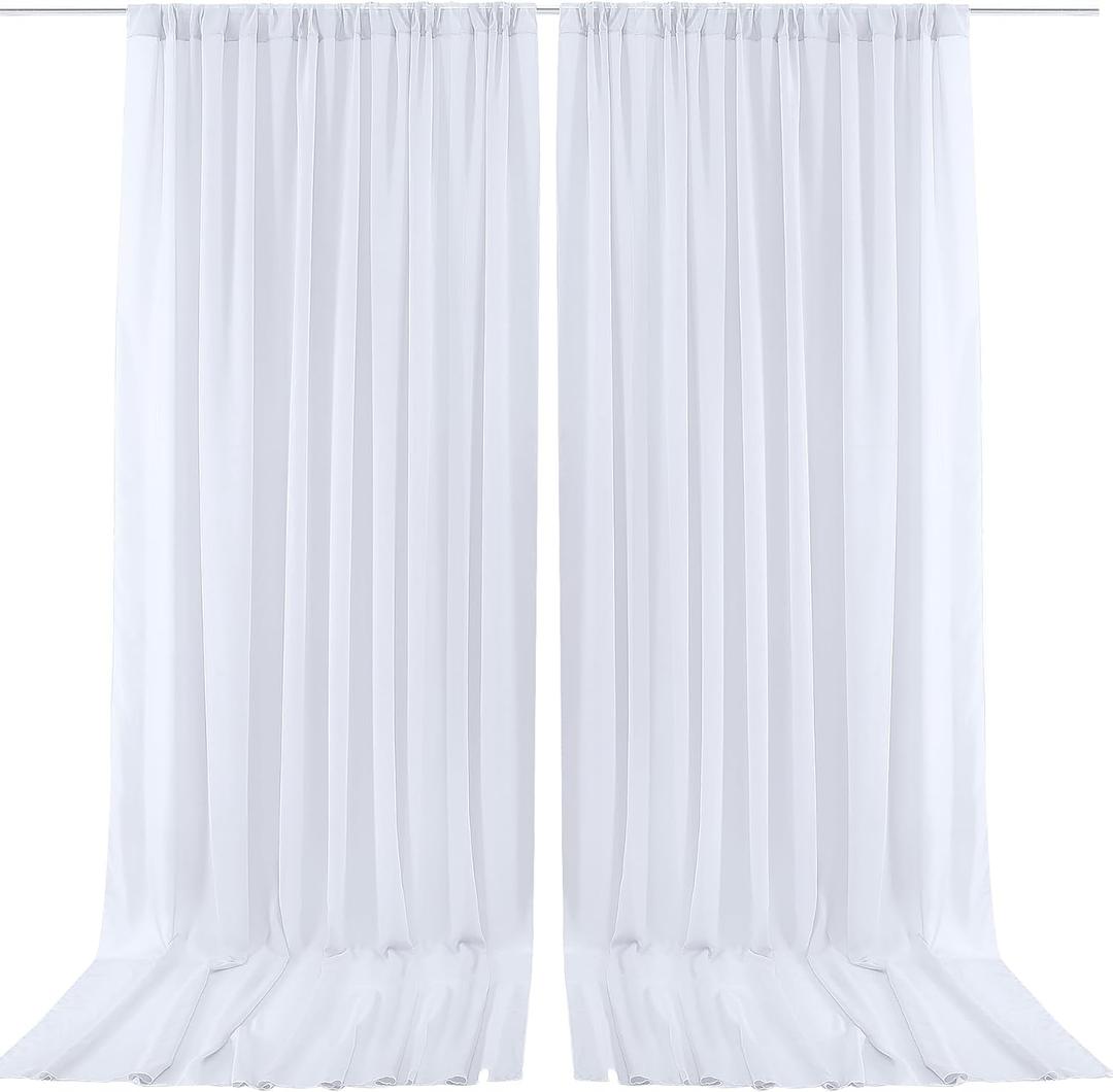 PARTISKY 10x10ft White Chiffon Sheer Backdrop Curtains (2 Panels 5x10ft Each) -Wrinkle-Free Drapes for Wedding, Birthday Party & Photography Stage Decor
