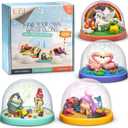 Snow Globe Making Kit for Kids - Make Your Own Snow Globes for Girls w/ 4 DIY Snowglobe, 5 Figures, 20 Packs of Modeling Clay for Kids for Sculpting - Arts and Crafts for Girls & Boys 8-12-4-8