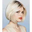 XIUFAXIRUSI XIUFAXIRUSI Ombre Blonde Bob Wigs for White Women Short Blonde Straight Wig Natural Looking Synthetic Wigs Halloween Costume Wig