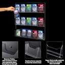 15 Pockets Clear Acrylic Brochure Pamphlet Holder Brochure Display Stand Business Tri Fold Brochure Multi Slot Holder Rack Wall Mount Pocket for Literature Menu, 22 x 21 inches, each pocket dimension is 4 x 1 inch