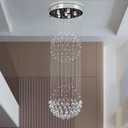 Finktonglan Crystal Pendant Lights for Staircase, Modern Crystal Chandelier Ceiling Light Fixture for Dining Room Flush Mount LED Ceiling Lights, GU 10 Bulb, D19.6'' x H62.9'' (MP071-)