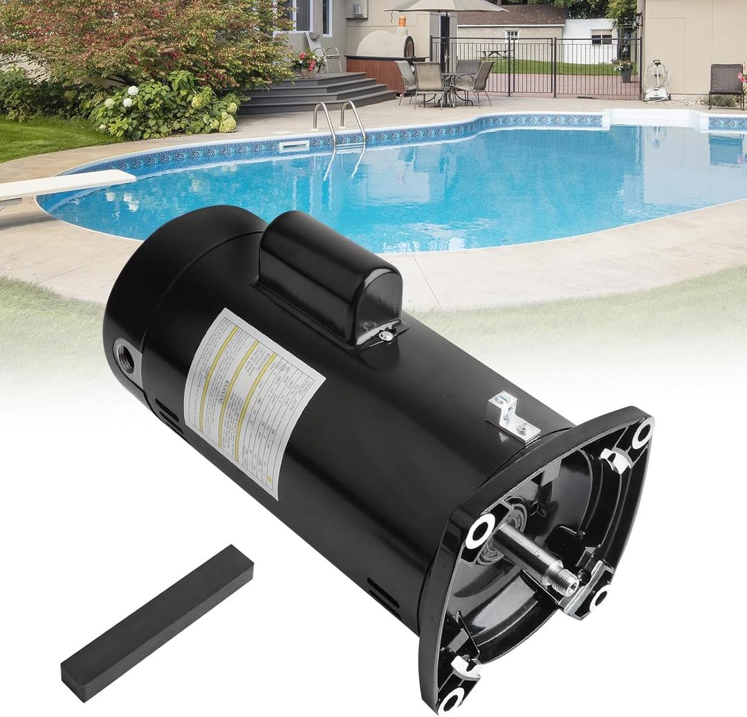USQ1202 Pool Pump Motor 2HP Square Flange 48Y Frame 1.1 Service Factor 230 Volts 10.0 Amps 3450 RPM Replacing Cen-tury/A.O. Smi-th 2 HP Pool Pump Motor SQ1202 Compatible with Hayward Super Pump