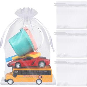 Sweetude 60 Pcs 16 x 24 Inches Extra Large Drawstring Organza Bags Mesh Gift Drawstring Pouches Mesh Jewelry Bags for Party Wedding Favor Candy Vegetables Growing Plants (White)
