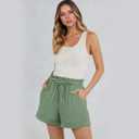 TCHH-DayUp Women‘s High Waisted Elastic Waist Shorts with Pockets - Lightweight Summer Beach Casual Lounge Drawstring Shorts (Teal)