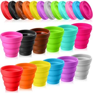 Umigy Silicone Collapsible Cup Without Lids Travel Portable Foldable Cup Colorful Reusable Collapsible Shot Cup Expandable Drinking Cup for Kids Traveling Outdoor Hiking, 12 Colors