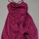 Women's 2024 Summer Cami Mini Short Dress Pink Collar Wrap Satin Cami Dress Spaghetti Strap Dress, Size M