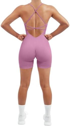 SUUKSESS Women Strappy Romper Seamless Jumpsuit Tummy Control Padded Sports Bra, Size Medium SUUKSESS Women Strappy Romper Seamless Jumpsuit Tummy Control Padded Sports Bra, Size Medium