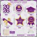 2 x Graduation Party Centerpieces Decorations for Tables Class of 2026-60pcs Glitter Purple and Gold Graduation Table Centerpieces Sticks with LED String Lights for Graduation Party Decor Supplies