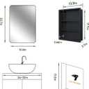 16"x24" Black Recessed Medicine Cabinet, Bathroom Surface Mount Medicine Cabinet Bathroom Mirror with Storage, Waterproof Full Body Metal, Stable and Removable 2 Metal Shelves, Easy Installation