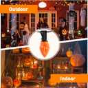 2 x C7 LED Christmas Lights, 12FT Black Wire with 12 Orange Vintage Bulbs, Outdoor Indoor Hanging Lights for Porch, Garden, Backyard, Balcony, Holiday Party Dcor