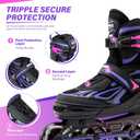 2PM SPORTS Vinal Girls Adjustable Flashing Inline Skates, All Wheels Light Up, Fun Illuminating Skates for Kids Men Adult Women and Boys, L