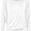 Lock and Love Women's Casual Flowy Draped Long Sleeve Batwing Dolman Top  Soft & Comfortable Loose Fit Pullover (Large, Wt826_white)