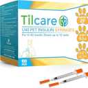 Tilcare U40 Pet Insulin Syringes 29 G 0.3 cc 12.7 mm 1/2" 100-Pack – Latex-Free Diabetic Syringes - Ultra Fine Sterile Medical Syringe for Diabetes Individually Blister Packed for Safety