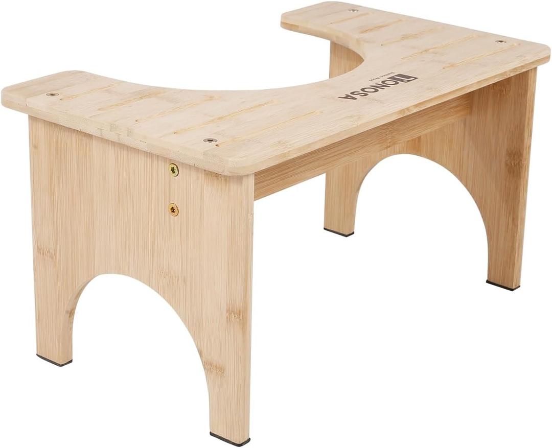 Bamboo Toilet Stool  Ergonomic, Eco-Friendly, Non-Slip Bathroom Stool for Healthy Digestion, Improved Posture & Comfortable Squatting Position, Compact & Space-Saving Design
