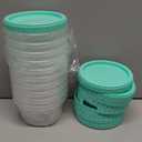 10 Pack 16 oz Freezer Storage Containers with Green Twist Top Lids, Small Plastic Food Storage Soup Meal Prep Containers, Leakproof Overnight Quart Containers for Lunch Leftover Fruit Salad Oat