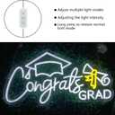 Congrats Grad Neon Sign Congrats Neon Lights Signs for Wall Decor with Dimmable Backdrop LED Light Up Signs for Party, Photos, Class of 2026 Celebrations, Graduation Gift
