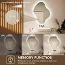 Yeeke Irregular Bathroom Wall Mirror, Asymmetrical LED Bathroom Mirror with Lights, Anti-Fog Backlit Mirror with 3 Color Dimmable Lighting, Light Up Bathroom Vanity Mirror, Vertical 36" H x 27" W