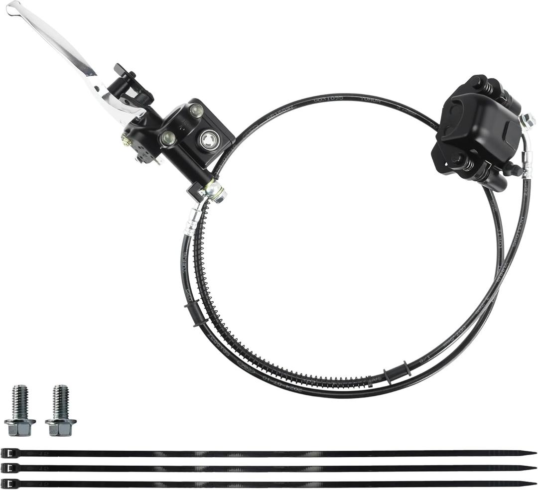 PRO BAT 110cc ATV Quad Hydraulic Brake Kit Brake Master Cylinder Caliper for 50cc 70cc 90cc 110cc 125cc Chinese Quad Buggy ATV Kids Four Wheeler Taotao Coolster (Black& Silver)