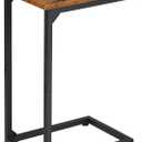 AMHANCIBLE C Shaped End Table, Slide Under Couch Table for Sofa, TV Tray Snack Table, Small Side Table for Small Space, Living Room, Brown HET02CBR1