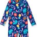 Disney Marvel Stitch Cars Spiderman Mickey Mouse Baby Boy Swimsuit Infant Toddler Bathing Suit UPF 50+ Zipper Long Sleeves (Blue)