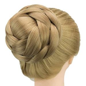 IMISSU Large Size Dancer Braided Chignon Hair Cover Donut Hairpieces Scrunchie Hair Bun Wig Updo on Wedding Party (M3 Mix Copper)