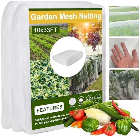Garden Netting, Cookmaster 10x33FT Plant Covers, Ultra Fine Mesh Protection Netting for Vegetable Plants Fruits Shrubs Flowers Tree Crops, Greenhouse Row Cover Raised Bed Barrier Screen Net