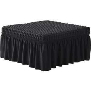 3D Bubble Lattice Rectangle Ottoman Slipcover Polyester Footstool Protector Covers with Skirt Stretch Stool Covers for Living Room and Bedroom