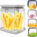 French Fry Cutter 4-in-1  Potato Cutter for Fries, Onion Dicer, Food Chopper & Apple Slicer  Manual Hand Vegetable Cutter with 4 Blades