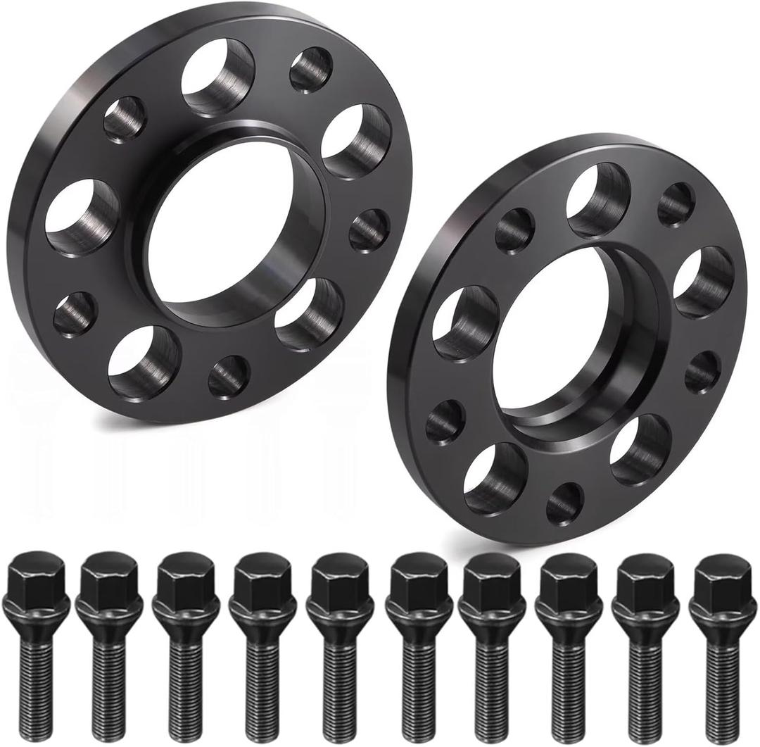 GAsupply 5x120mm Wheel Spacers 15mm, 2PCS Hubcentric Forged Spacer Hub Bore 72.56mm Thread Pitch M12x1.5 with Lug Bolts, Compatible with E36 E46 E90 E92 E60 318i 323i 325i 328i 330i 335i 525i 545i (black)
