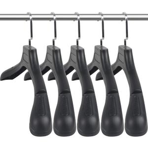 DEDU Perchas de traje para hombres, paquete de 40 perchas extra anchas antideslizantes de ancho 17.7 pulgadas, perchas de plstico grueso negro con gancho de metal
