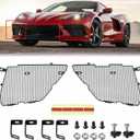 2Pcs Black Upgraded Front Radiator Guards Grille,Aluminum Front Outer Grill Low Profile Body Bumper Grille Vents Insert Mesh Set for Corvette C8 Stingray Z51 Convertible/HTC 2020-2025