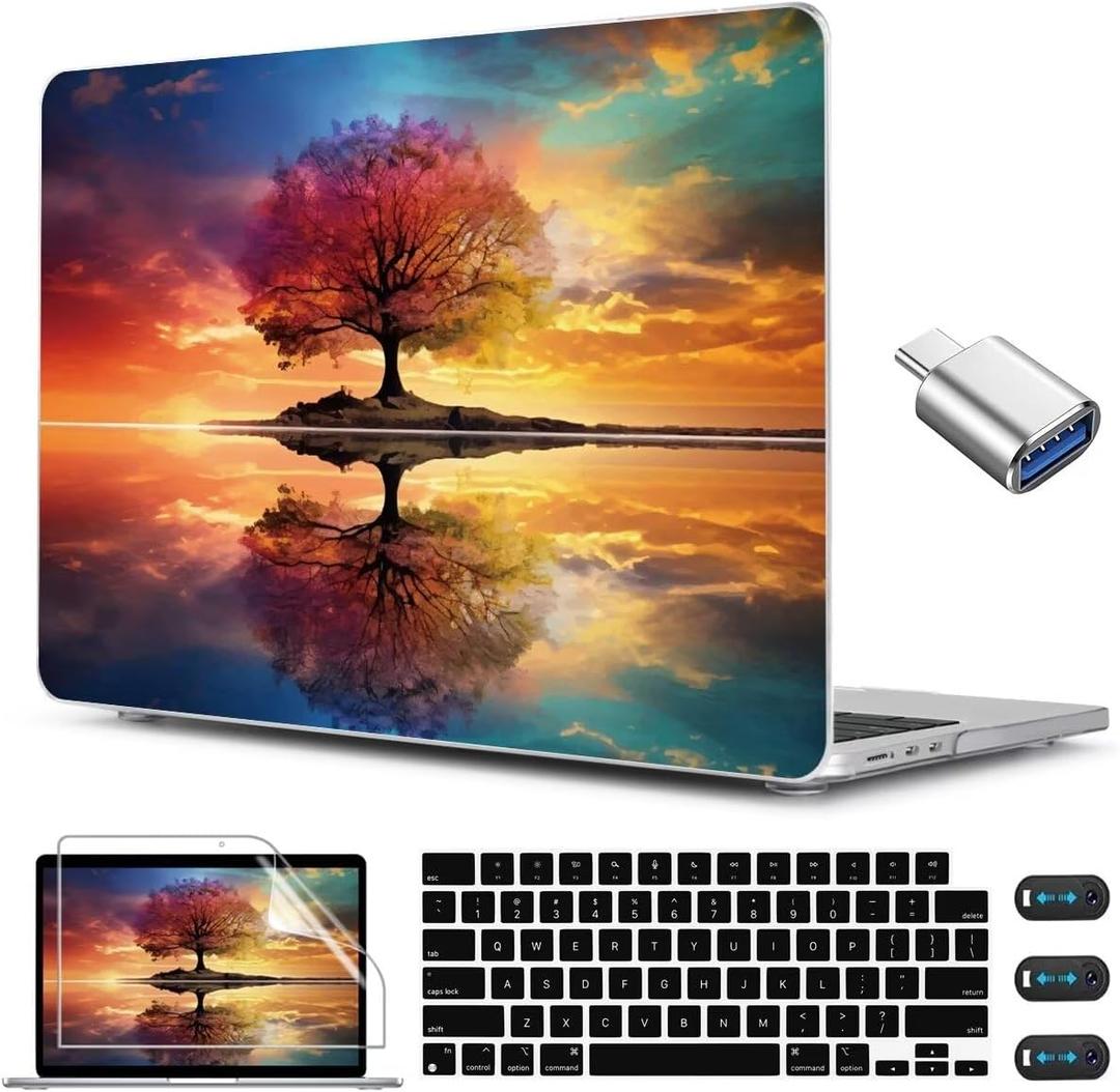 CISSOOK Compatible with MacBook Air 13.6 inch Case 2026 2025 2024 2023 2022 Release A3449 A3240 A3113 A2681, Protective Hard Shell Case Cover for MacBook Air 13 inch M2 M3 M4 M5, Tree Landscape