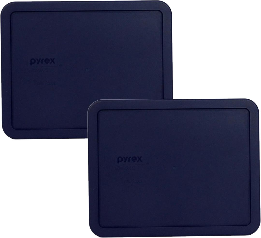 Pyrex Bundle - 2 Items: 7212-PC Blue 11-Cup Dark Blue Plastic Food Storage Lids - Original Genuine Pyrex - Made in the USA