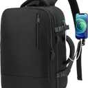 TANTOMI Small Travel Backpack for Women Men, 15.6 Inch Laptop Backpack Flight Approved, Carry-On Bags with USB Charging Port & Shoe Pouch, Casual Daypack on Airplane for Weekender Work Business, Black