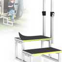 RV Steps with Handrail Adjustable for Both Sides, 2 Step Stool with Handle for Elderly with Wide Platform & Anti-Slip Mats, Portable Stairs for Hot Tub/Camper/SPA Pool/Pet Stairs
