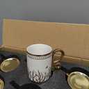 Ayiwiee 12 Pcs Turkish Coffee Cup Set, 1.7oz Arabic Espresso Cup and Saucers with Gold Rim, Porcelain Cappuccino Cups Set for Women Tea Party