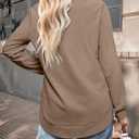 Womens Sweatshirt Crewneck Long Sleeve Shirts High Low Tops Curved Hem (Brown, XXL)
